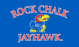 Kansas Jayhawks "Rock Chalk Jayhawk" 3' x 5' Silk Screened Flag - Blue w/ Jayhawk Logo