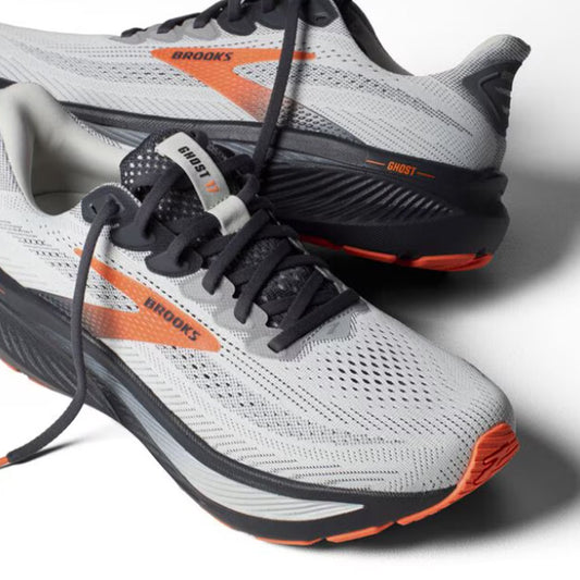 BROOKS MENS GHOST 17 - Oyster Mushroom/Orange/Ebony