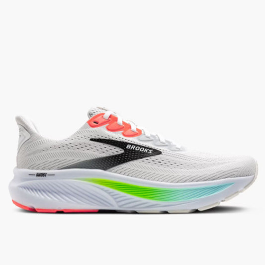 BROOKS MENS GHOST 17 - White/Clay/Gecko Neon