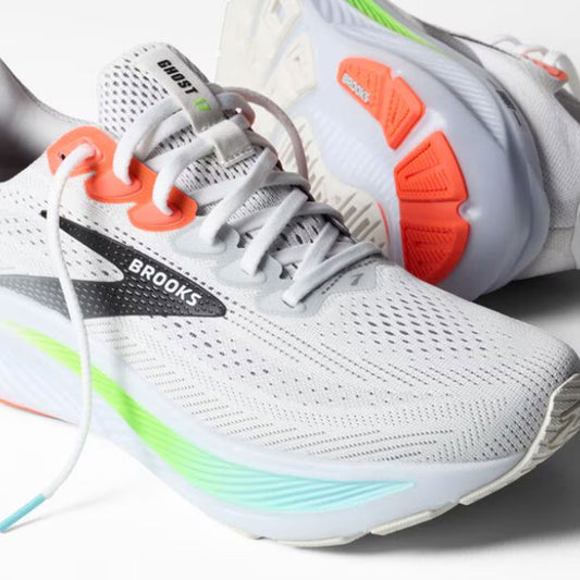 BROOKS MENS GHOST 17 - White/Clay/Gecko Neon