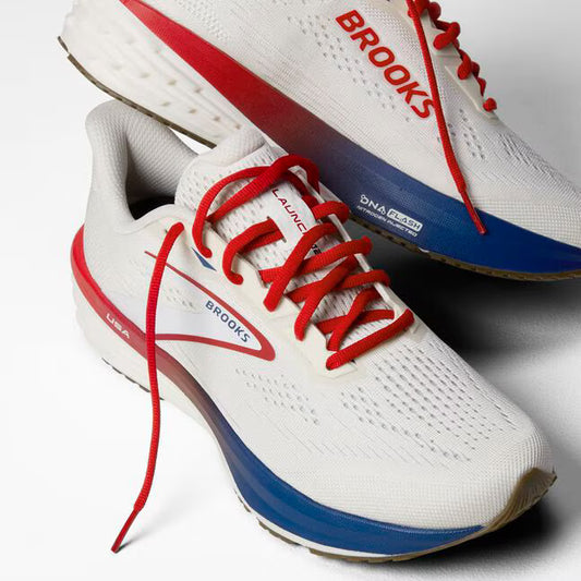 BROOKS MENS LAUNCH 12 - COCONUT/RED/BLUE