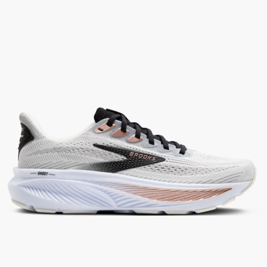 BROOKS WOMENS GHOST 17 - White/Black/Rose Gold