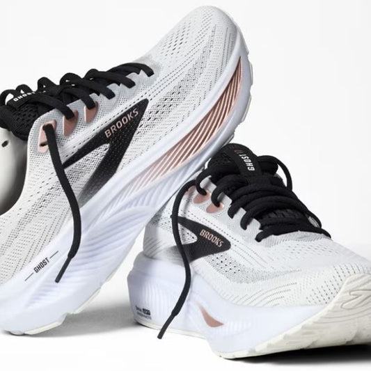 BROOKS WOMENS GHOST 17 - White/Black/Rose Gold