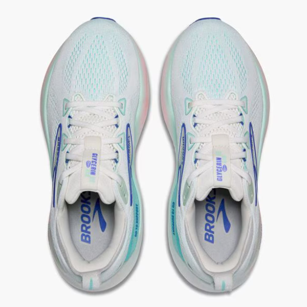 BROOKS WOMENS GLYCERIN 22 - White/Limpet Shell/Amparo Blue