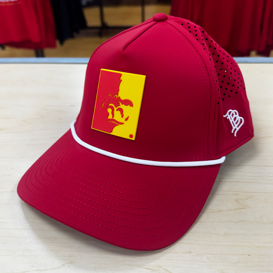 PITT STATE SPLITFACE BRANDED BILLS HAT - RED, WHITE ROPE