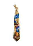 Kansas Jayhawk Nostalgia Tie - Tan w/ Illustrations