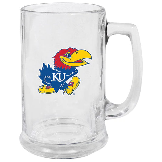 Kansas Jayhawks 15oz Decal Glass Stein