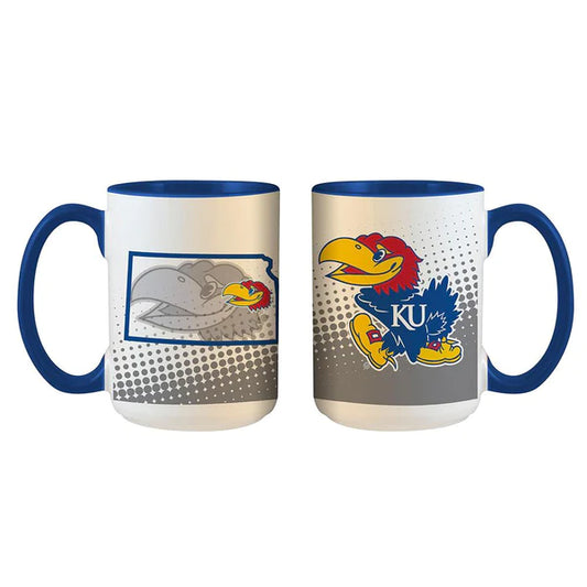 Kansas Jayhawks Pattern State 15oz Mug