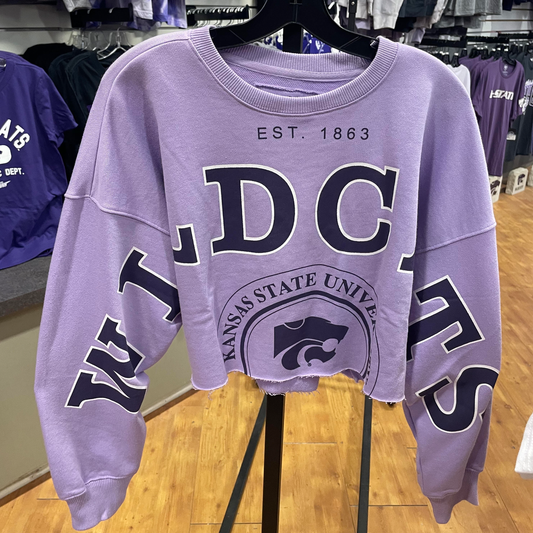 KSU Split Cropped Long Sleeve- Lavender