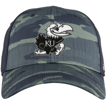 Adidas Kansas Jayhawks Stretch Hat - Camo/Black