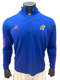 Adidas Kansas Jayhawks Quarter Zip Golf Jacket - Blue