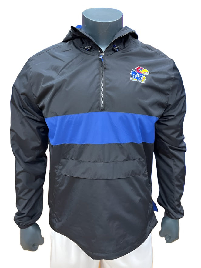 Kansas Jayhawks Anorak Water/Wind Resistant Jacket - Black/Royal
