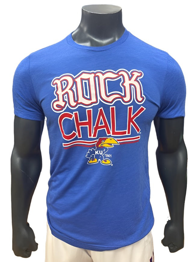 Kansas Jayhawks Rock Chalk Vault 1941 Retro Triblend - Royal Blue