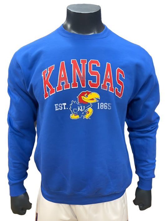 Kansas Jayhawks Arch Est. 1865 Crew - Royal Blue
