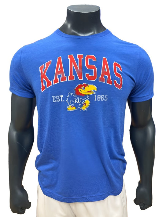 Kansas Jayhawks Arch Est. 1865 Triblend Tee - Royal Blue