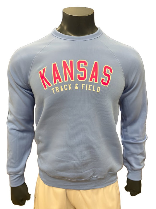 Kansas Jayhawks Track & Field Arch Crew - Pink/Carolina Blue