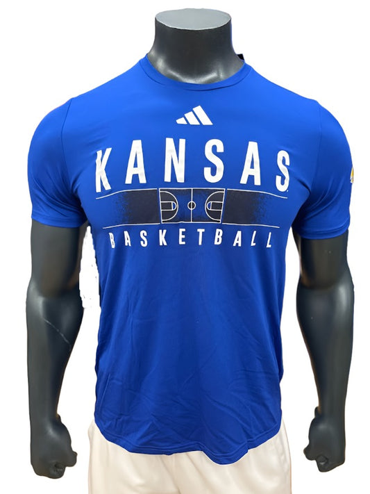 Adidas Kansas Jayhawks Pregame Sideline Basketball Tee - Royal Blue
