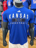 Adidas Kansas Jayhawks Pregame Sideline Basketball Tee - Royal Blue