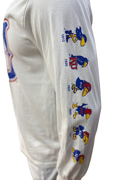 Kansas Jayhawks Evolution Sleeve Long Sleeve - White