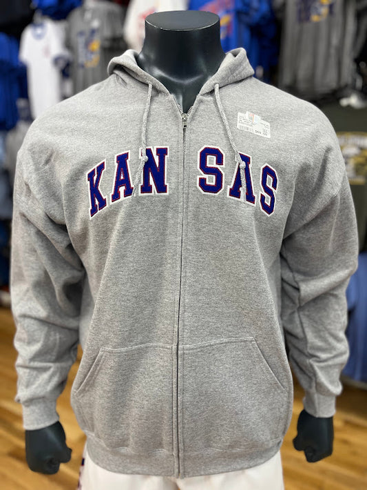 Kansas Jayhawks Arch Full Zip Sweatshirt - Grey