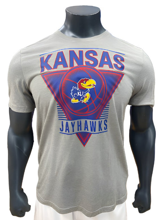 Adidas Kansas Jayhawks Basketball Triangle Tee - Grey