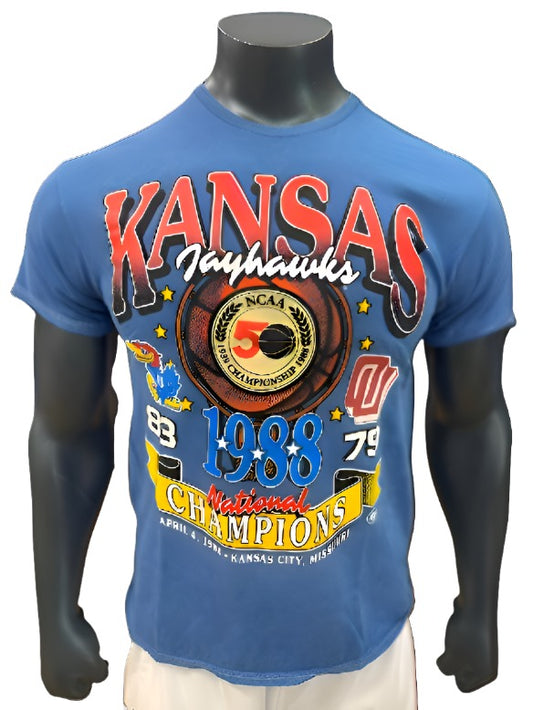 Kansas Jayhawks 1988 National Championship Vintage Shirt - Royal Blue