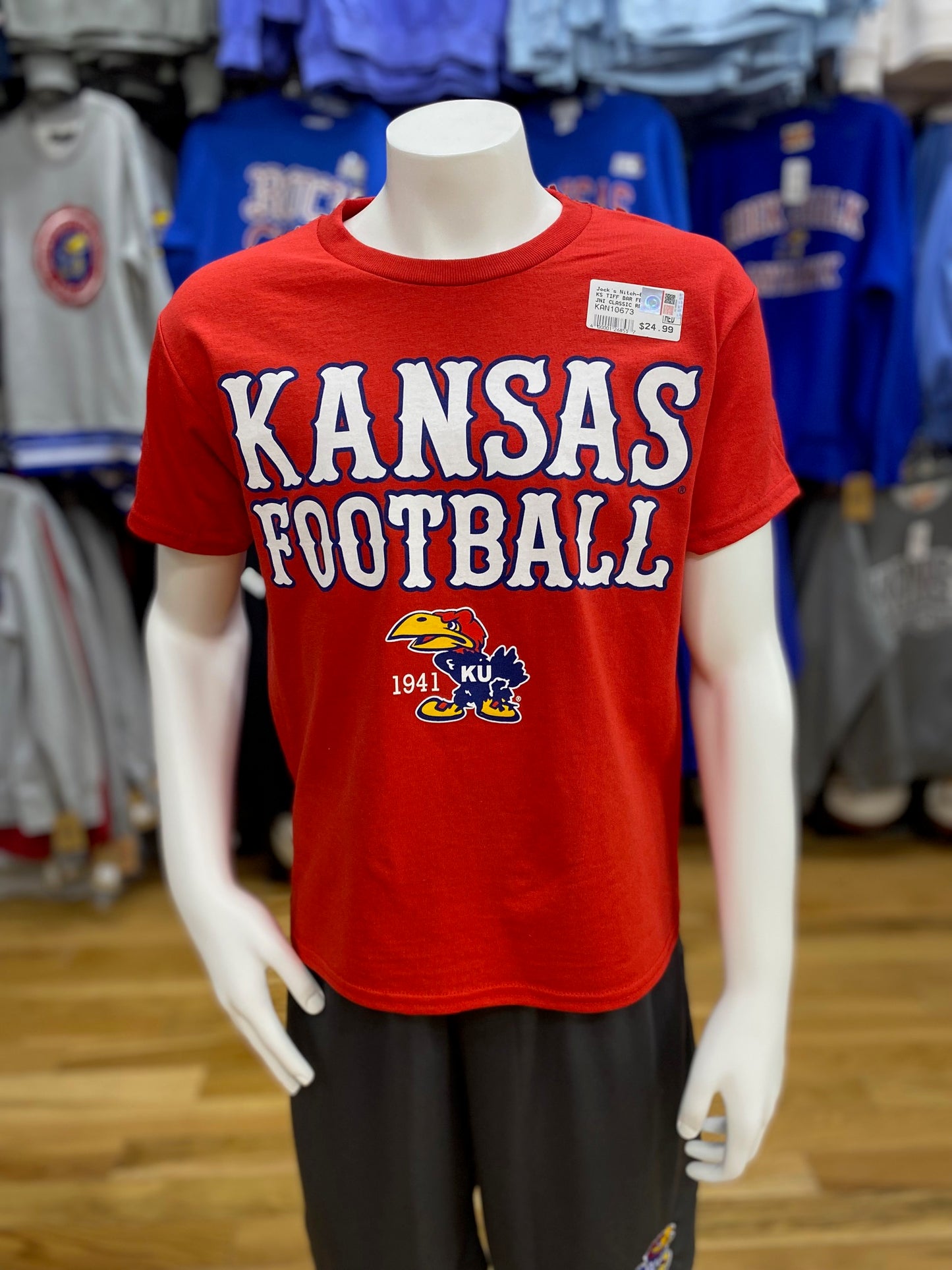 Kansas Jayhawks Tiffany Bar Football Youth T-Shirt