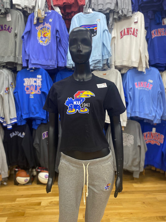 Kansas Jayhawks Boxy Crop T-Shirt