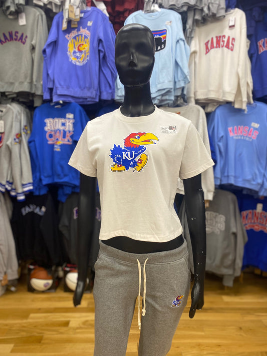 Kansas Jayhawks Boxy Crop T-Shirt