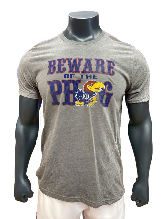 Kansas Jayhawks Beware of the Phog Triblend T-Shirt - Grey Heather