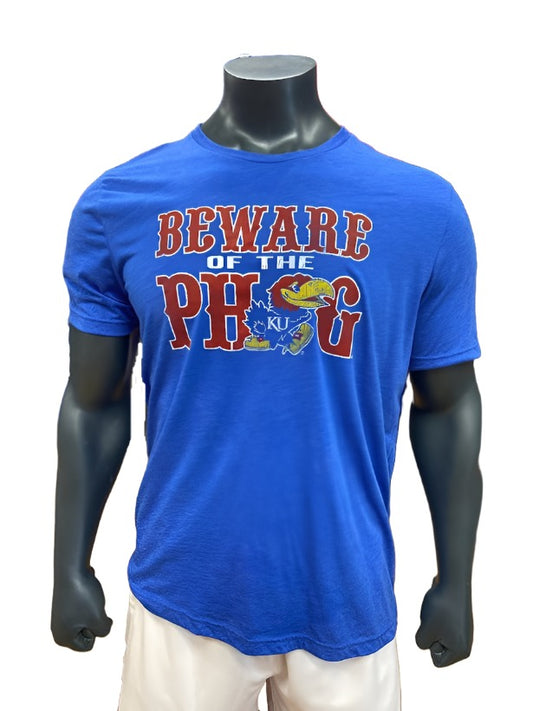 Kansas Jayhawks Beware of the Phog Triblend T-Shirt - Royal Blue Heather