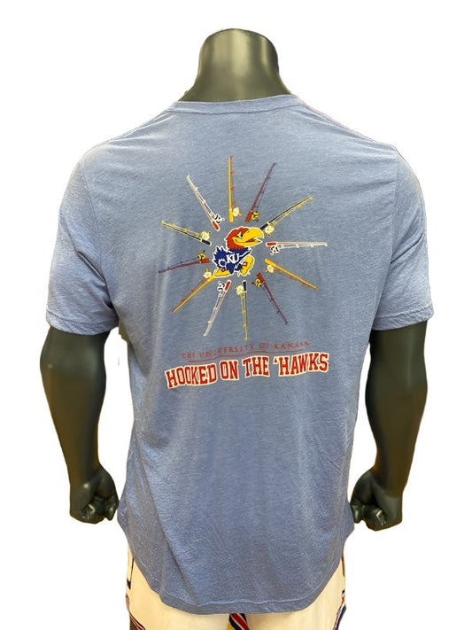 Kansas Jayhawks Hooked on the Hawks Triblend T-Shirts - Blue