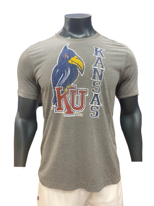Kansas Jayhawks Vault 1920 Jayhawk Triblend T-Shirt - Grey Heather