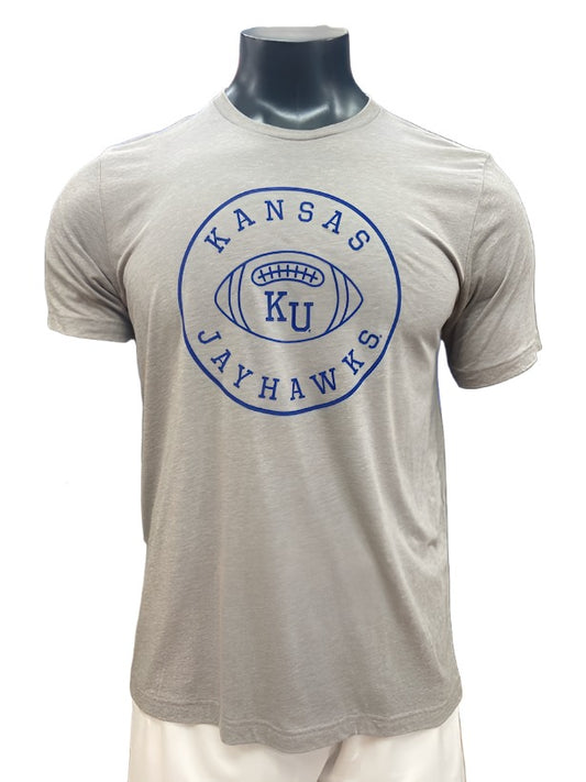 Kansas Jayhawks Football Circle Triblend T-Shirt - Grey