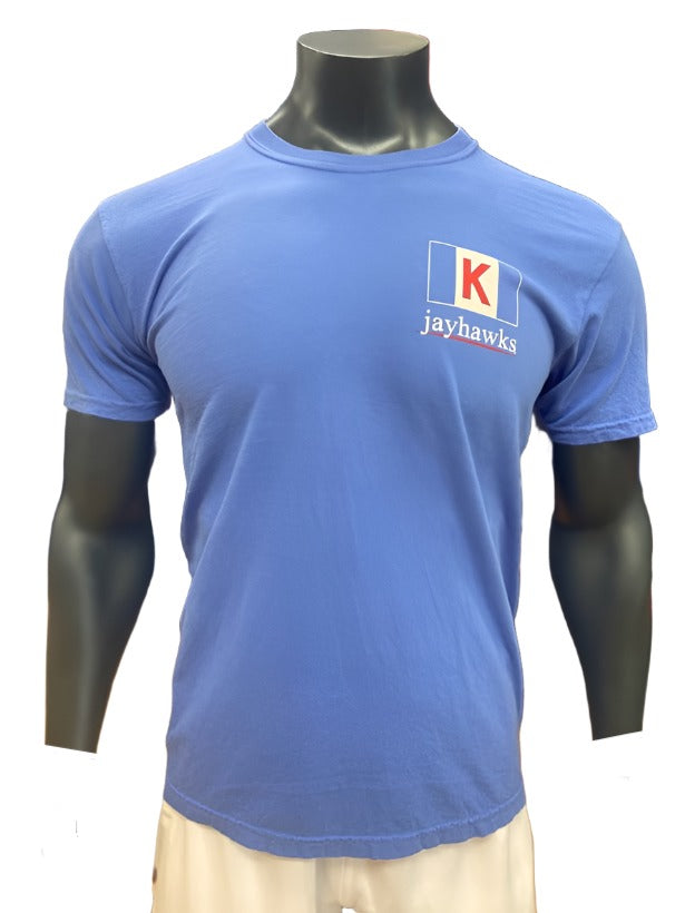The University of Kansas Anchor Logo + Gameday Flag T-Shirt - Mystic Blue