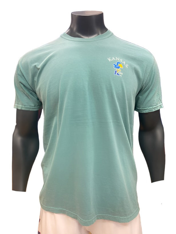 Kansas Jayhawks 1912 Logo + Gameday Flag T-Shirt - Seafoam Green