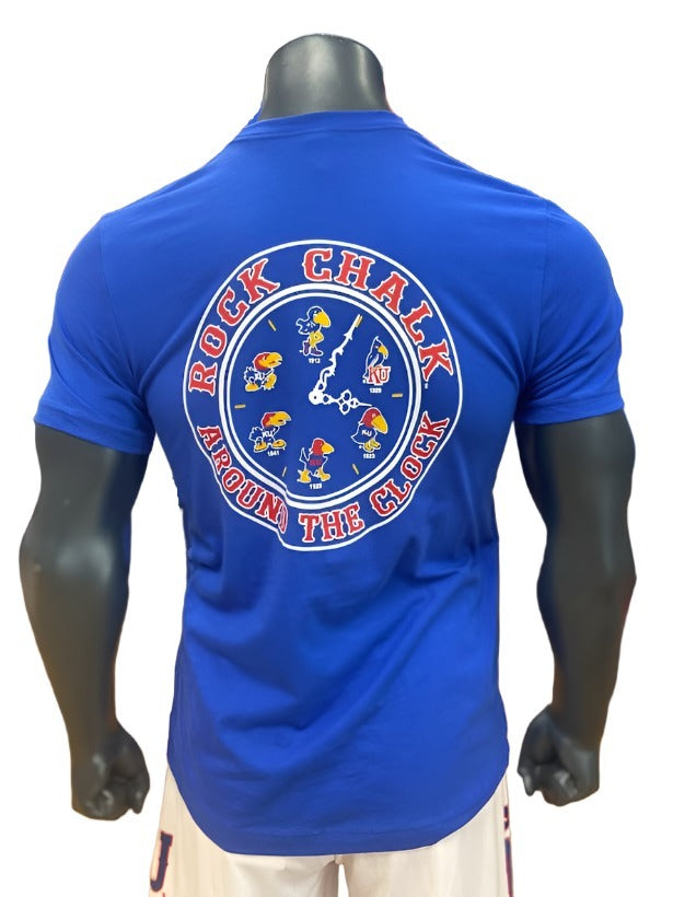 Kansas Jayhawks Tradition Rock Chalk Around the Clock T-Shirt - Blue