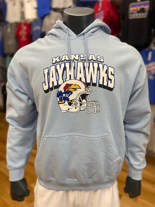 Kansas Jayhawks 1941 Logo Football Helmet Hoodie - Carolina Blue