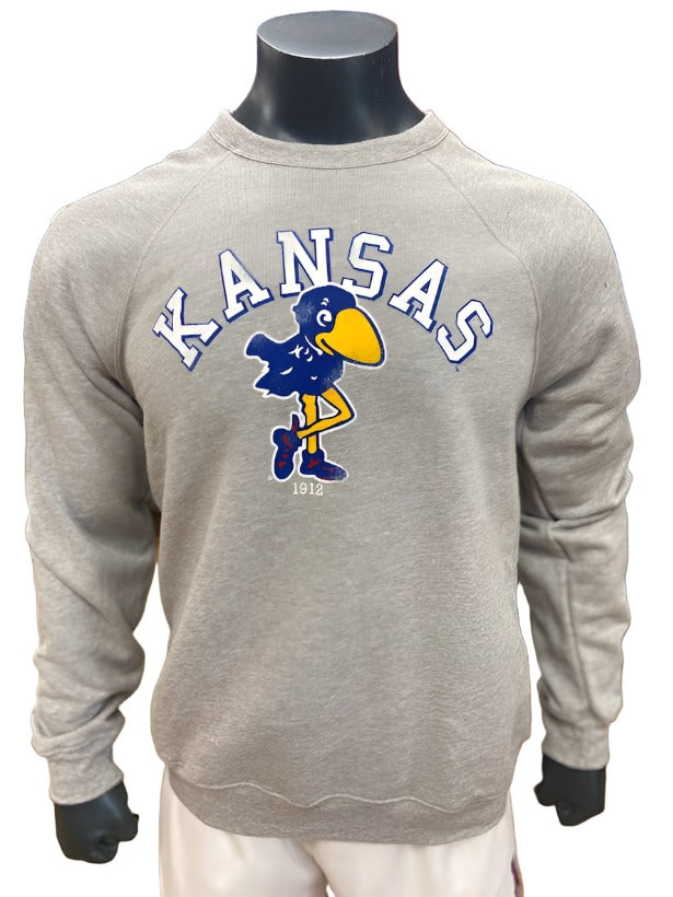 Kansas Jayhawks Vault 1912 Logo Arch Crewneck - Grey