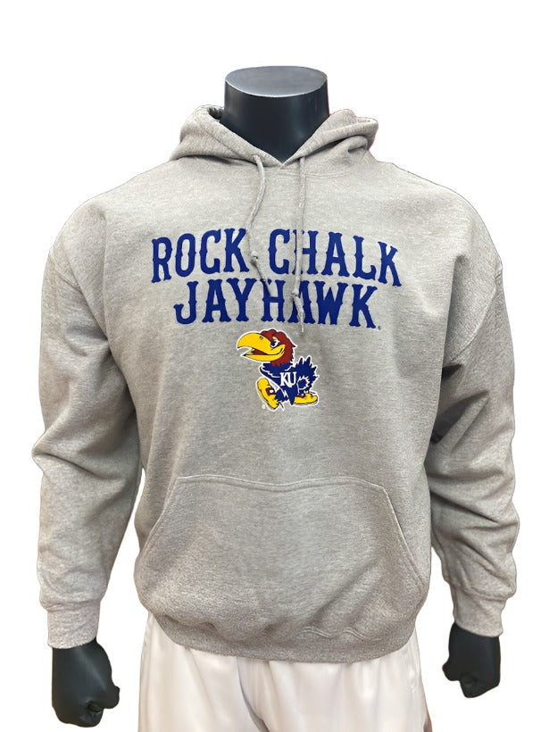 Kansas Jayhawks Rock Chalk Jayhawk Hoodie - Grey