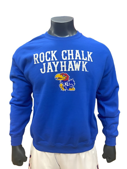 Kansas Jayhawks Rock Chalk Jayhawk Crewneck - Royal Blue