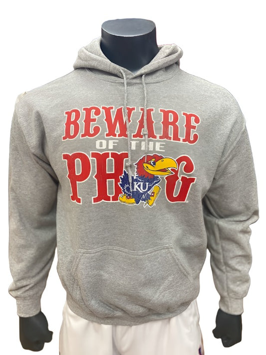 Kansas Jayhawks "Beware of The Phog" Hoodie - Grey/Red