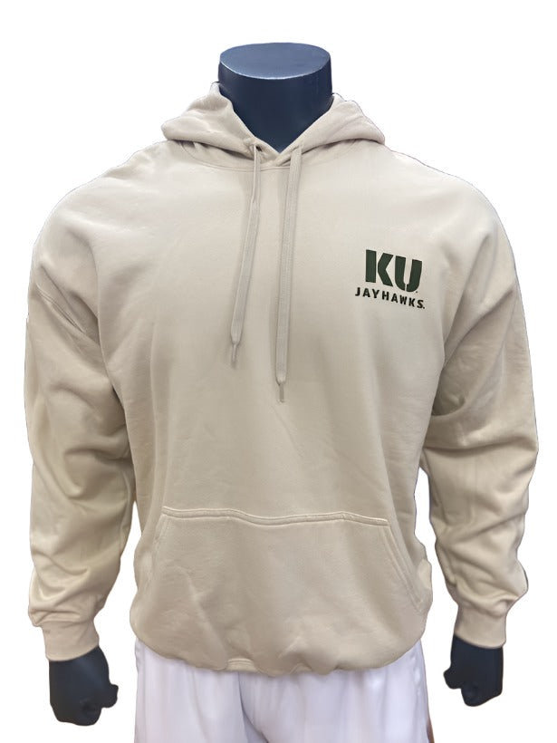 Kansas Jayhawks Military Hoodie w/ Flag - Tan/Olive Green