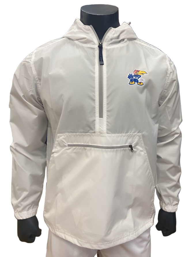 Kansas Jayhawks Vault 1941 Logo Half Zip Hooded Water/Wind Resistant Jacket - White