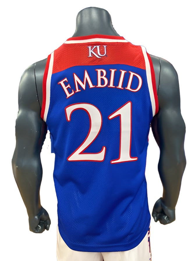 Joel Embiid Kansas Basketball Jersey #21 - Royal/Red