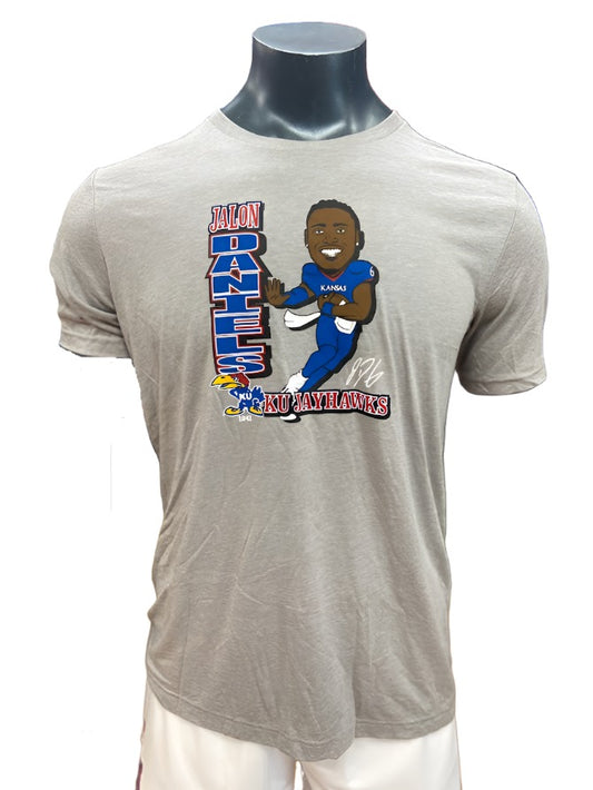 Kansas Jayhawks Jalon Daniels Character Triblend T-Shirt - Athletic Grey