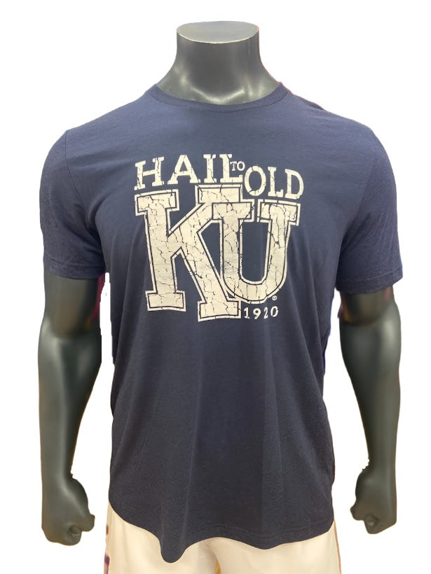 Kansas Jayhawks Hail To Old KU Triblend T-Shirt - Navy/White