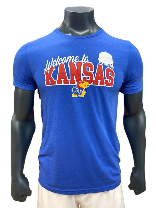 Kansas Jayhawks Welcome to Lawrence Kansas Triblend T-Shirt - Royal Blue