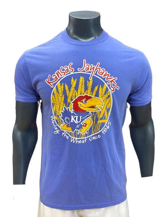 Kansas Jayhawks Wave the Wheat T-Shirt - Flo Blue