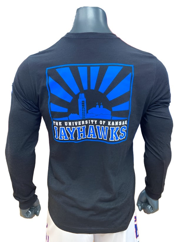 Kansas Jayhawks Silhouette Long Sleeve T-Shirt - Black/Blue